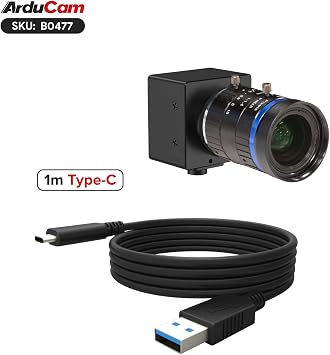 Arducam USB 3.0 Camera, 120fps High-Speed Camera, 20MP Webcam with 60(D) 16mm C-Mount Lens and Metal Case, Compatible with Windows and Linux OS