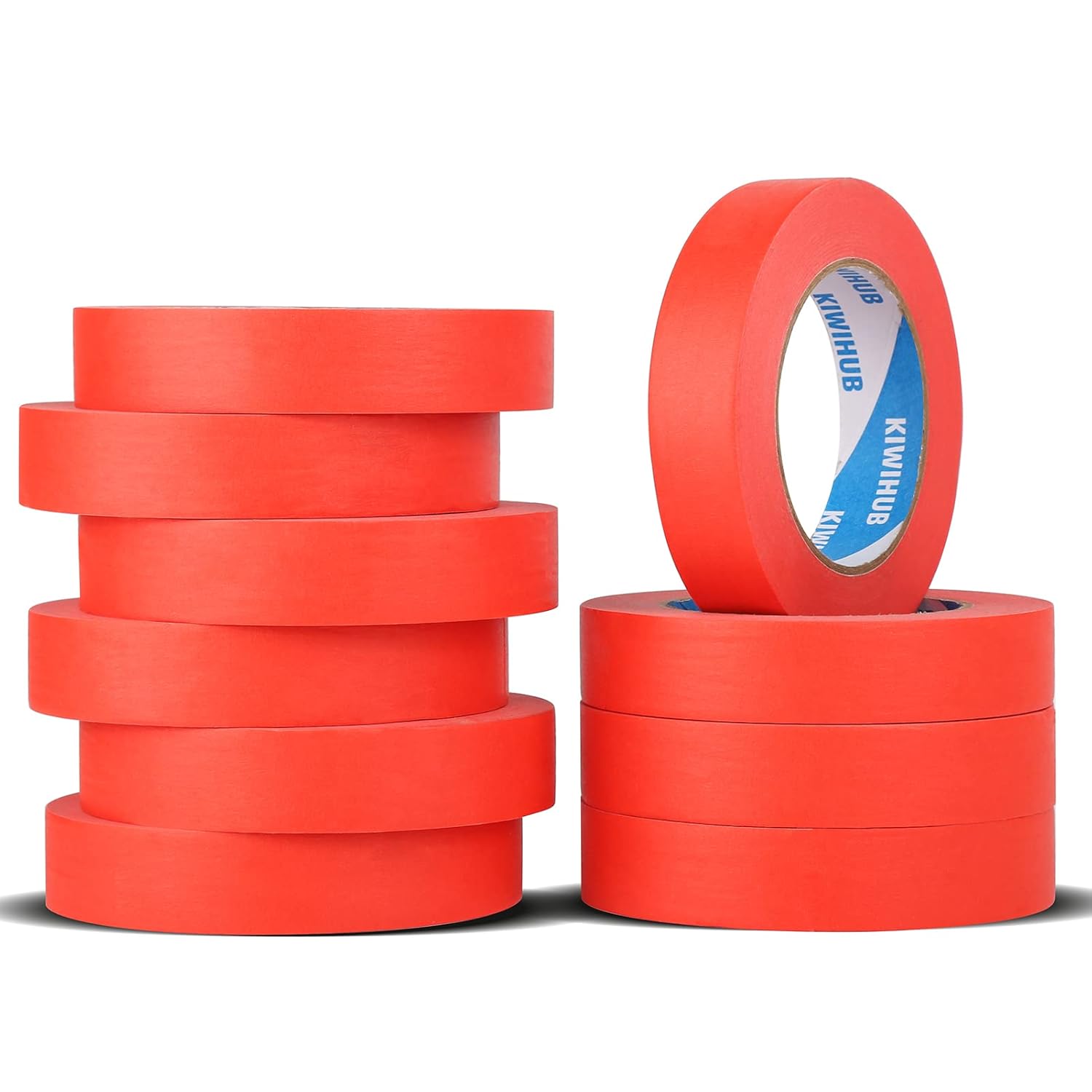 KIWIHUB Red Painters Tape,1 inch x 60 Yards x 10 Rolls (600 Yards Total