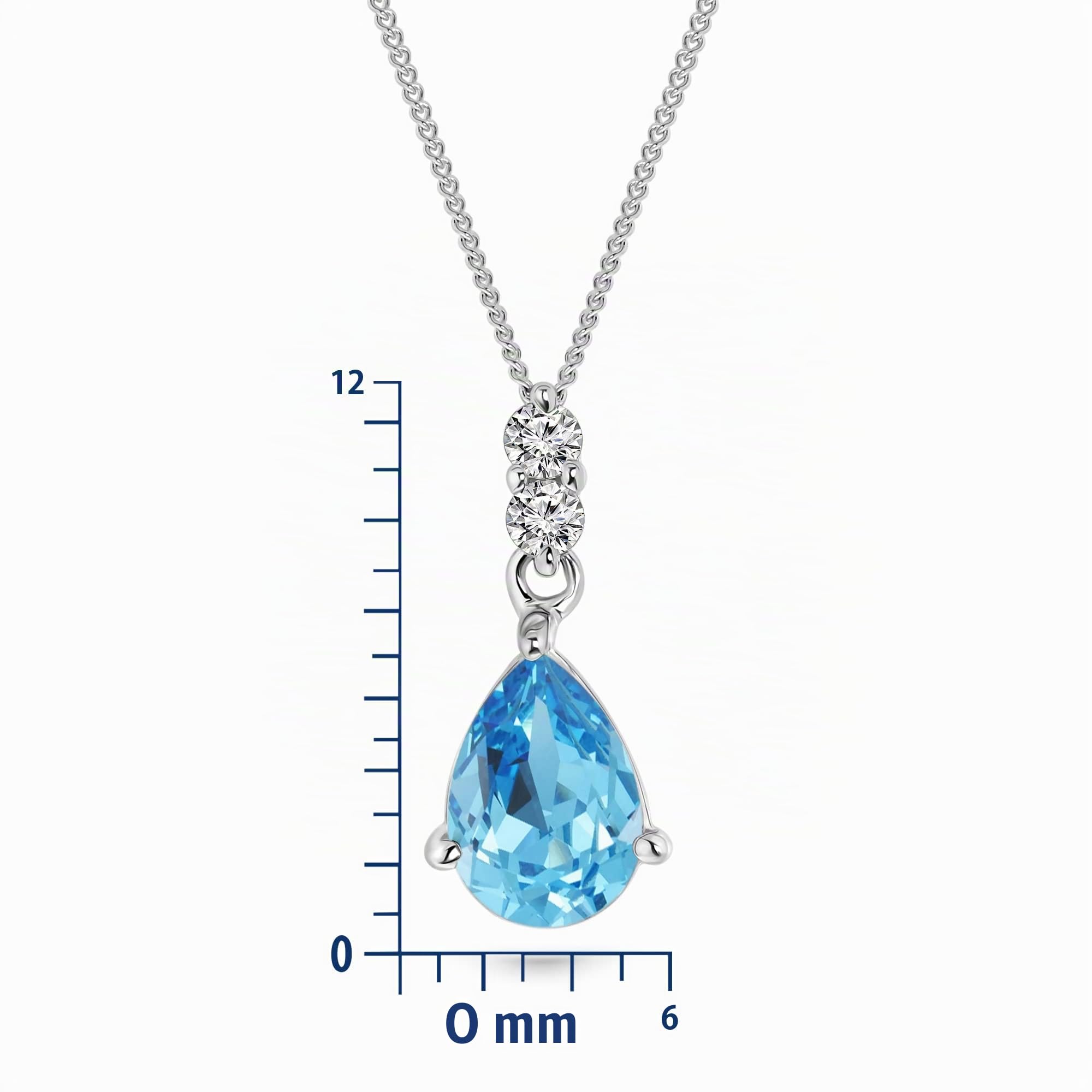 MIORE collana da donna 9 ct in oro bianco 375 con pendente in gemma piriforme e diamante naturale 0.06
