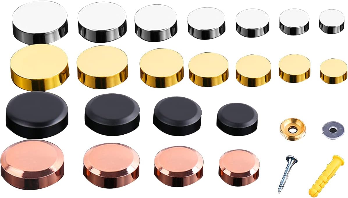 8PCS Mirror Screws Pure Copper Cap Decorative Mirror Nails 22mm Diameter Inclined Plane Mirror Screws Cap Cover Nails for Sign Advertising Hardware?Rose Gold?