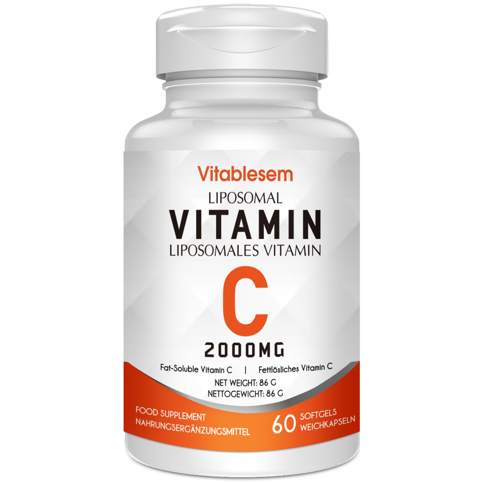 Liposomale Vitamin C Kapseln 2000 mg - Hochdosiert Glutenfrei & Ascorbinsäure - Immununterstützendes Antioxidans - Non-GMO