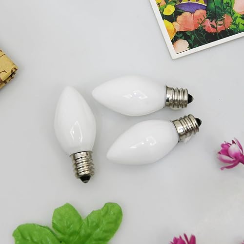 Miniatura 40 de SUNSGNE C7 Bombillas de luz nocturna de repuesto rojas de Navidad, bombillas de base de candelabro E12 de 5 W, ideales para luces nocturnas Rojo