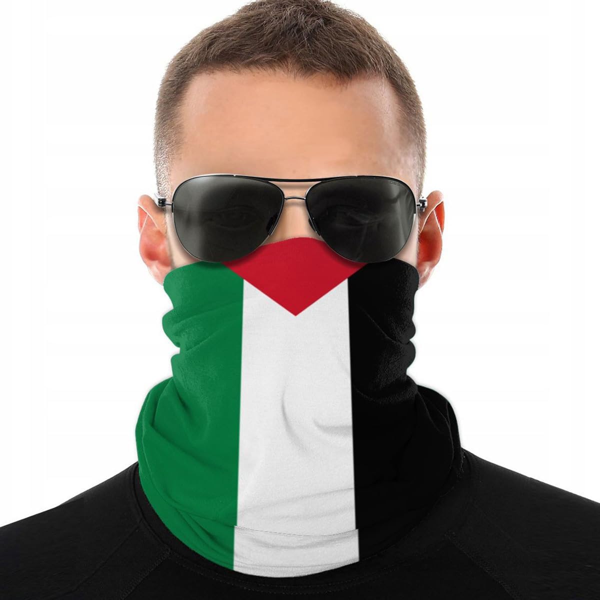 T Tersely 1Pcs Unisex Men Arab Shemagh Keffiyeh Palestine Neck Gaiters Face Shield Scarf, Multifunctional Headwear Bandana Face Cover,UV Protection, Reusable Stretchy Balaclava