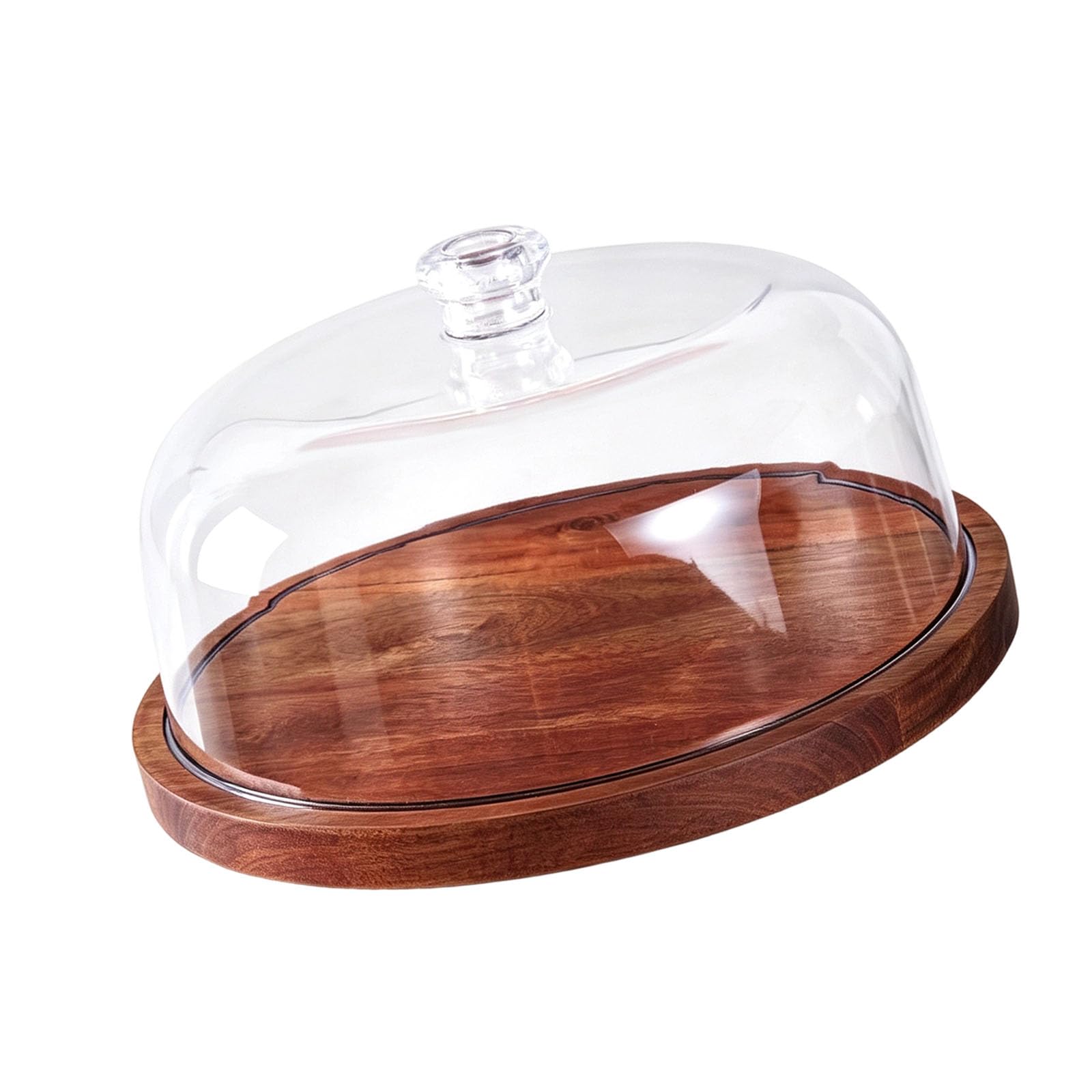 Pangboer Multicolor Covered Cake Tray Wooden Platter Clear Dome Lid Round Display Server For Pastries Bread Fruit Countertop Hosting Afternoon Tea Dining Decor Cake Dome Dessert Platter Pastry Display Tray Covered