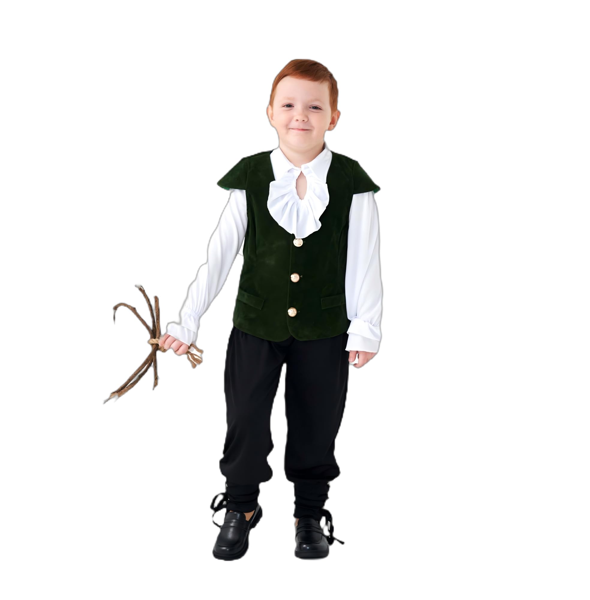 DELIVESS Medieval Renaissance Faire Costume Pirate Vest for Boys Lace-up Steampunk Gothic Waistcoat Viking Tunic Vest (Green, L) - Image 3