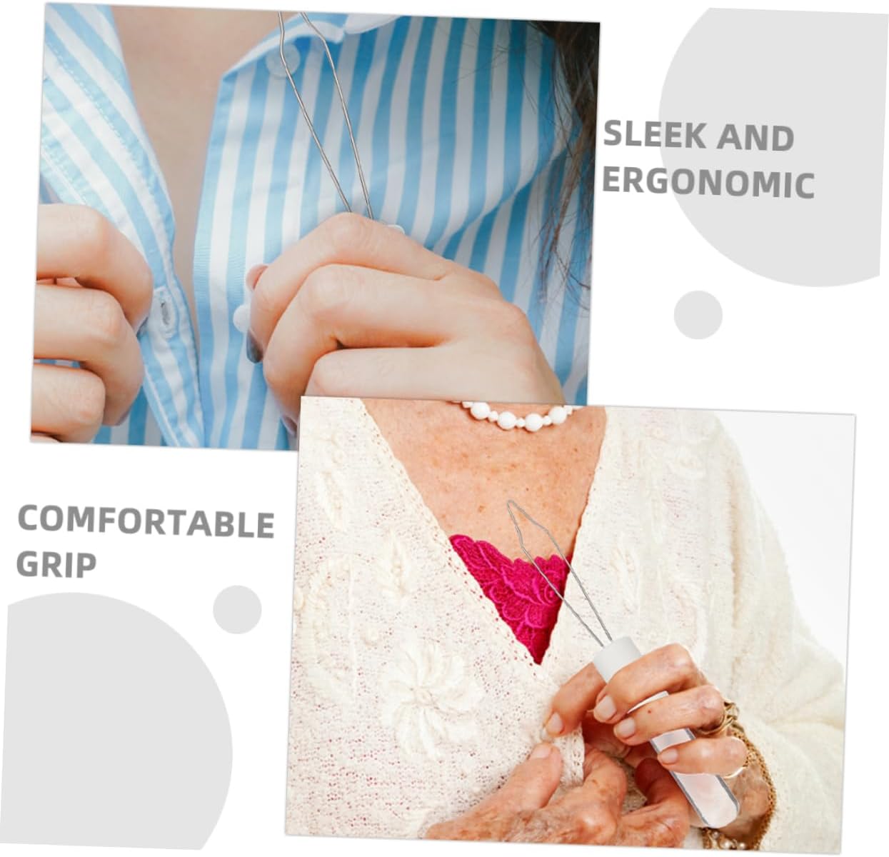 2pcs Acrylic Button Assistance Tool for Seniors Easy Use Dressing Aid for Independent Living Versatile Zipper Pull Helper for Elderly and Disabled