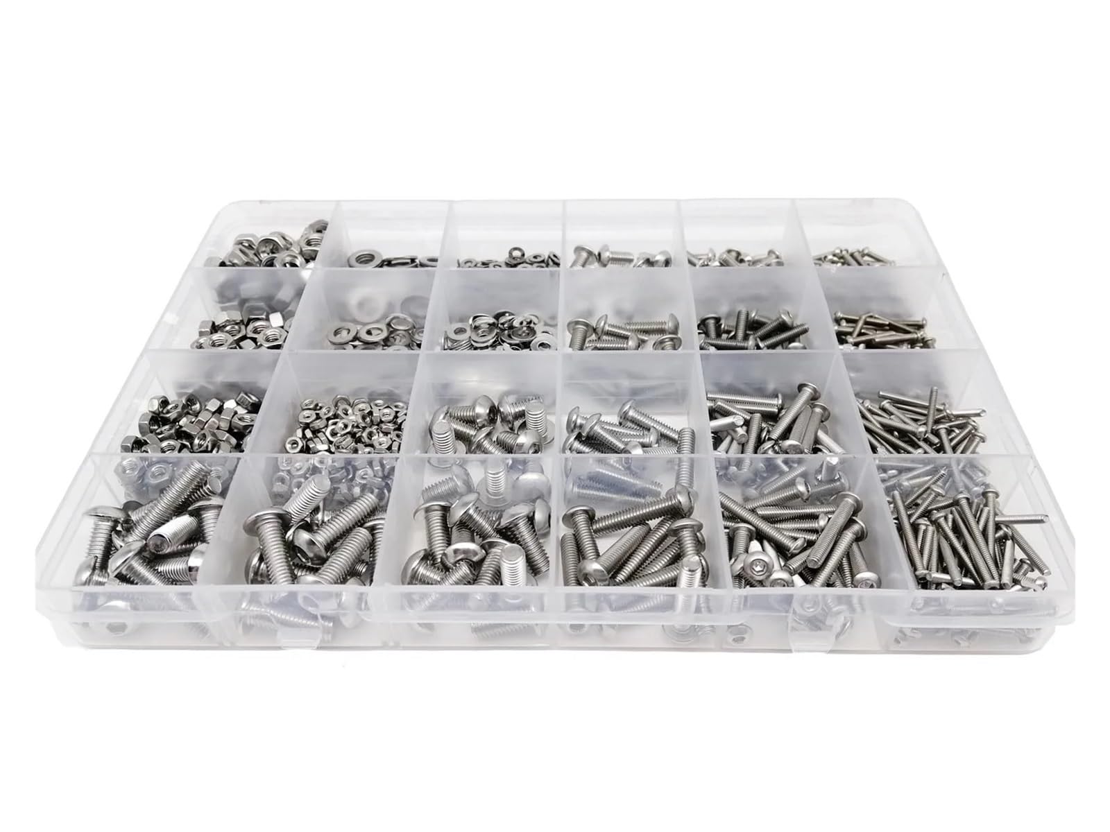 GamirA 1140 pièces M2 M3 M4 M5 304 Acier Inoxydable Allen hexagone Douille hexagonale Bouton tête Plate vis Boulon écrou rondelle Ensemble Assortiment Kit (Color : Button Head)