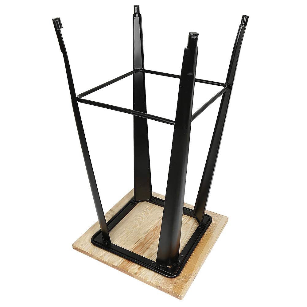 Supfine Stehtisch, quadratischer Bartisch aus Stahl, Industriedesign, Bistrotisch 60 x 60 x 110 cm, Stehtisch (natürliches Holz)