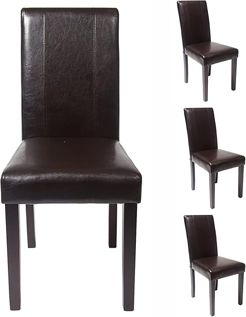 MCC Set of 4 Faux Leather Dining Chairs For Home & Commercial Restaurants [Brown* Black* Red* Cream*] (Brown)