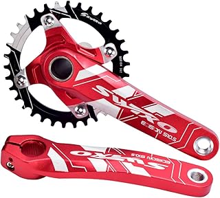 SHHMA Mountain Bike ramię korba 104BCD Hollow zintegrowana korba 32/34/36/38T pojedyncza tarcza do akcesoriów rowerowych MTB BMX Road,Red,38T