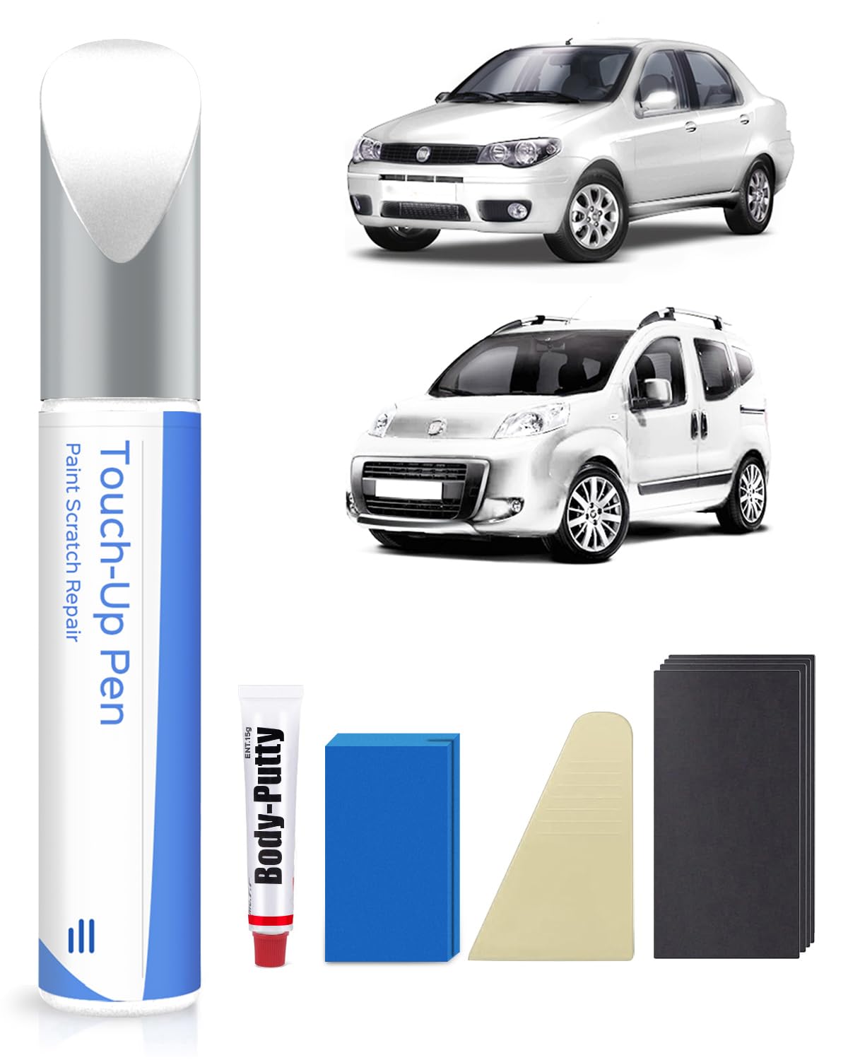 Kit di vernice per ritocco 249 Bianco Banchisa/Banquise per Fiat - Corrispondenza esatta – Ripara graffi ed eccipienti, bianco