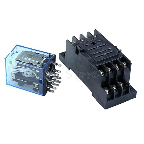 Miniatura 2 de KKFAUS MY4NJ 14PIN 4DPDT Mini relé electromagnético electrónico 5A bobina con base de enchufe PYF14A DC12V DC24V AC110V 220V (Talla AC110V)