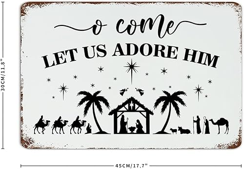 Miniatura 2 de O Come Let Us Adore Him - Letreros de hojalata de metal para decoración del hogar decoración del hogar para Navidad Navidad Navidad Navidad placa de