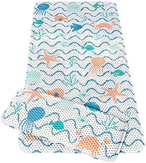 ClevaMama Baby Bath Mat Non Slip - Kids and Children Bathtub Mats Anti Mould with Suction Pads and Knelling Cushion - Under The Sea, 91x43 cm