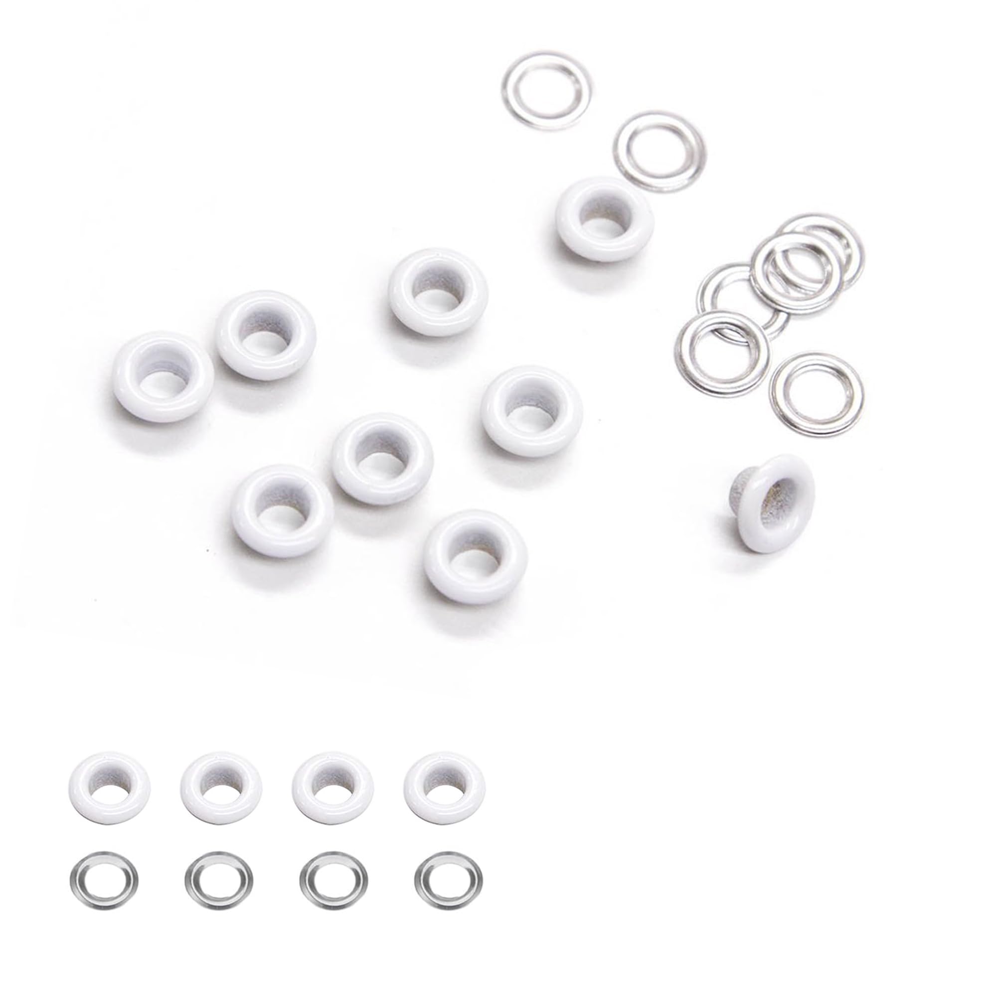 Trimming Shop Shiny White 5Mm Eyelet With Washers Durable Brass Grommets For Diy Leathercrafts, Sewing & Repair Clothing, Jackets, Scrapbooking, Handbag Decoration, 100Pcs