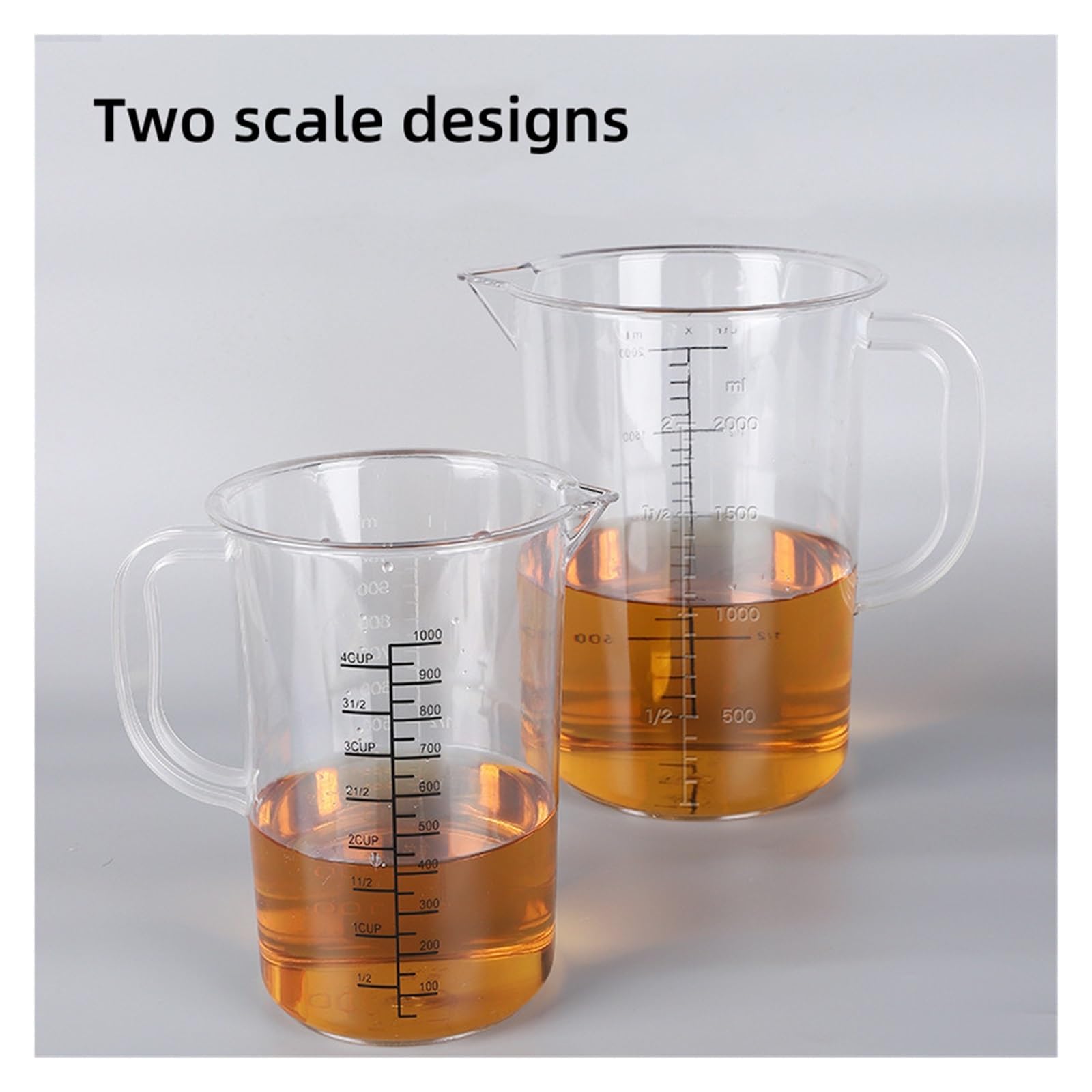 Messbecher 3PCS Verdickter Kunststoff Messbecher Doppelseitige Skala Mit Griff Milch Tee Kuchen Küche Backen(2000ml)