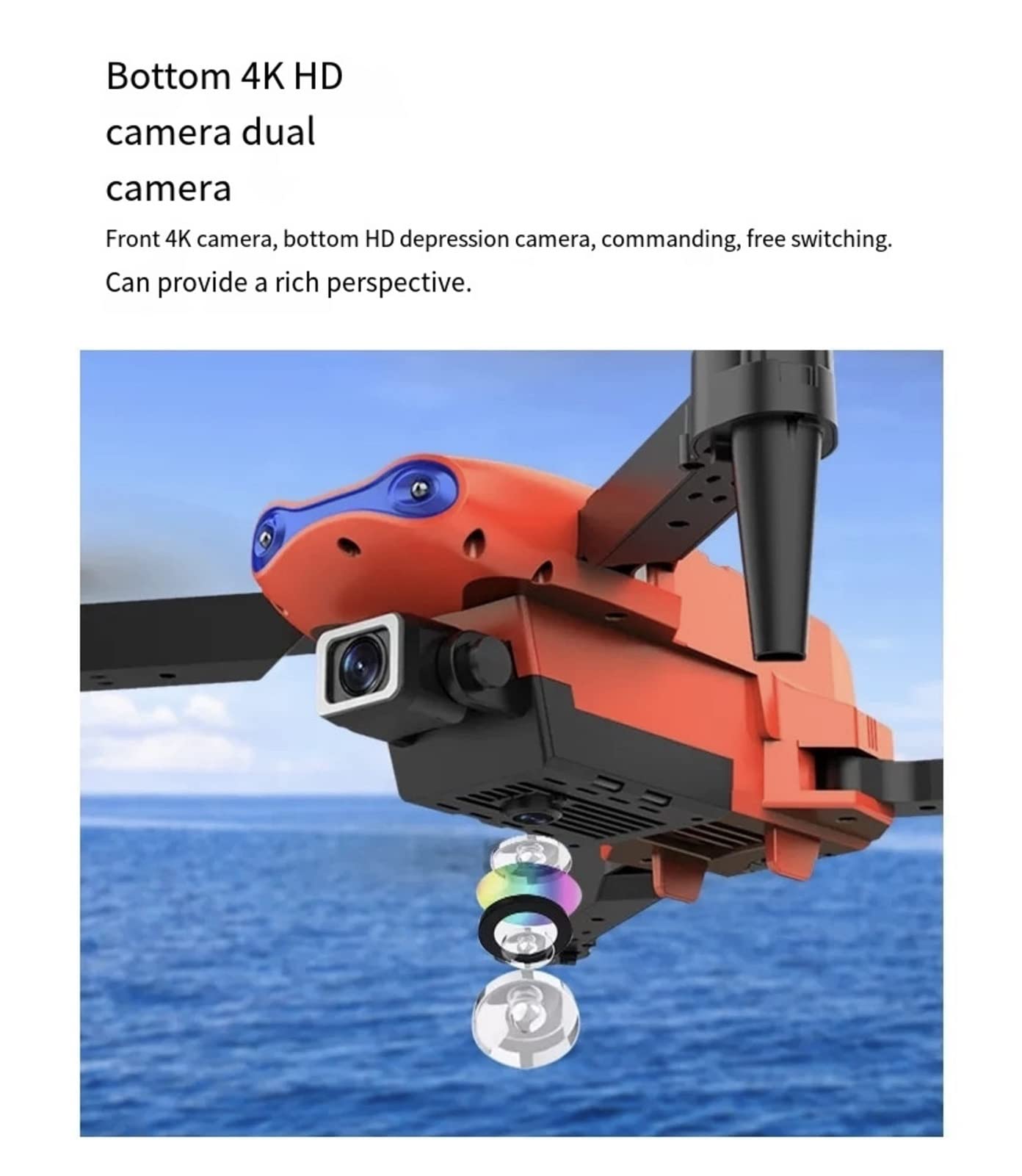 Składany dron Quadcopter RC Mini Drone 4K Podwójna kamera WiFi FPV Fotografia lotnicza Helikopter Składany quadcopter Drone Zabawka (Kolor: Kamera 4K Pomarańczowy Rozmiar: 1) (Brak kamery