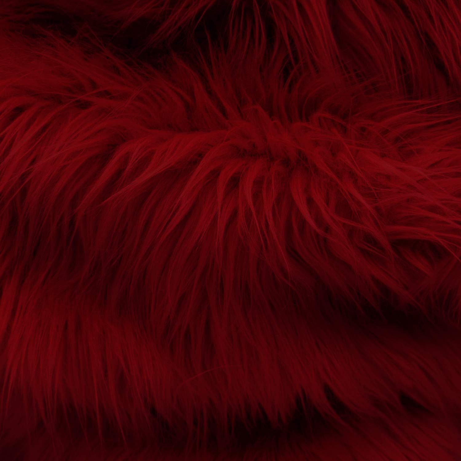 Faux Fake Fur Long Pile Luxury Shaggy/Craft, Sewing, Cosplay, Costume, Decorations / 60" Wide/Sold by the Yard (Dark Red, Shaggy 1.5" Pile)