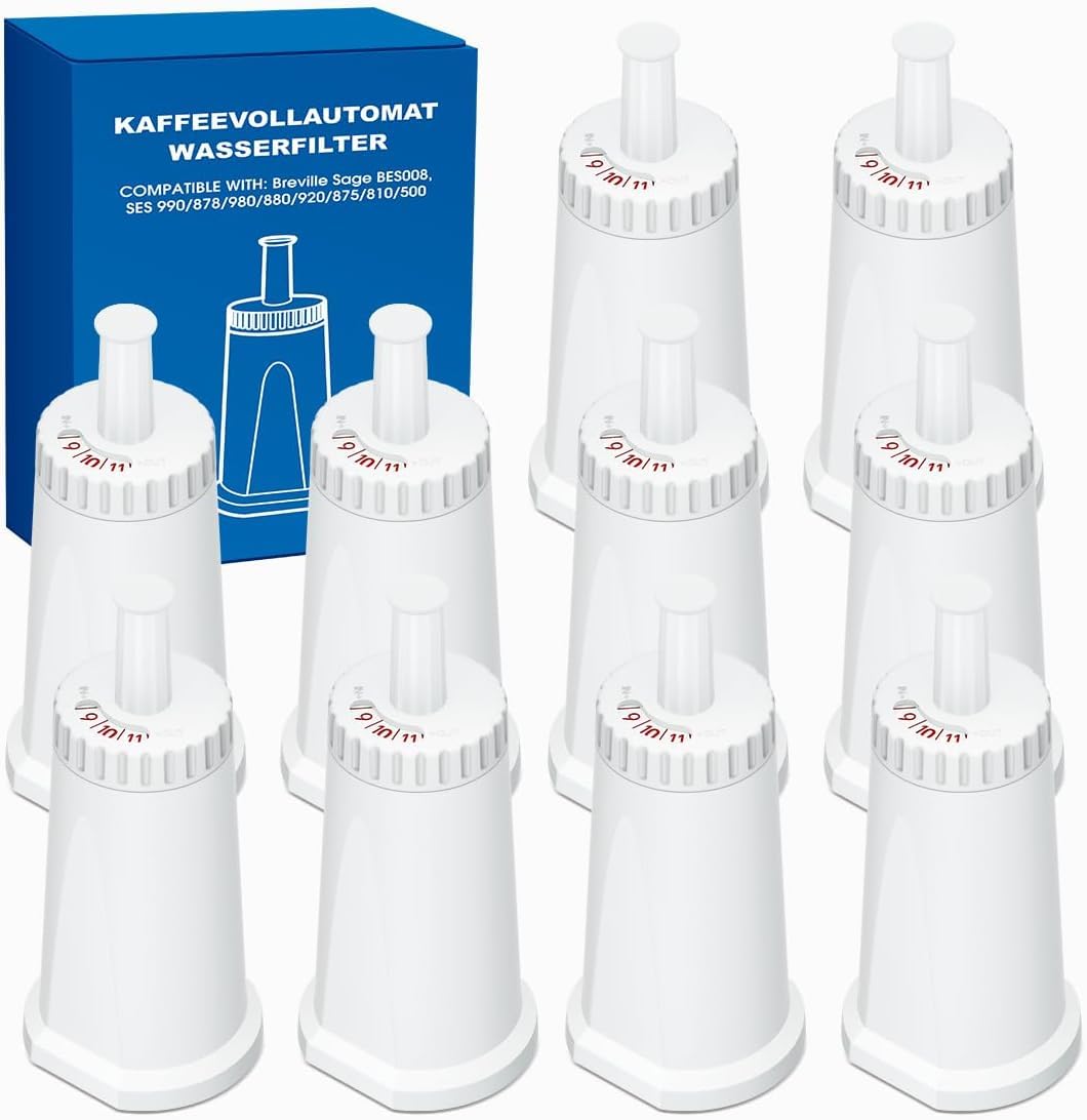 Mutital Filter Replacement for Sage Fully Automatic Coffee Machines, Replacement for Sage Barista Express Pro Water Filter, Water Filter for SES810/SES880/SES920/SES980/SES990 (10 Pieces)