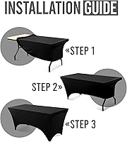 Vista 4 de Utopia Kitchen 6FT Spandex Tablecloth [2 Pack, Black] 200 GSM Stretch, Fitted, Washable and Wrinkle Resistant Table Cloth Rectangle Cover for Trade