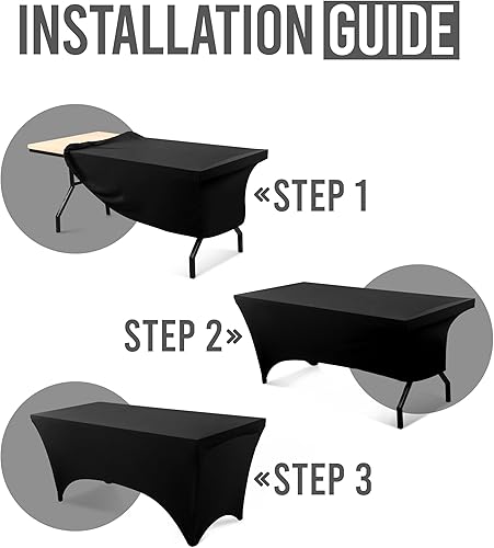 Miniatura 4 de Utopia Kitchen Mantel rectangular de elastano de 5 pies 1 paquete, negro 200GSM elástico de alta calidad, lavable y resistente a las arrugas, para