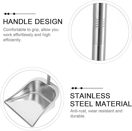 Miniatura 3 de Yardwe Recogedor vertical con mango de metal, recogedores, resistentes sartenes de pie, herramienta de limpieza de residuos de suelos para