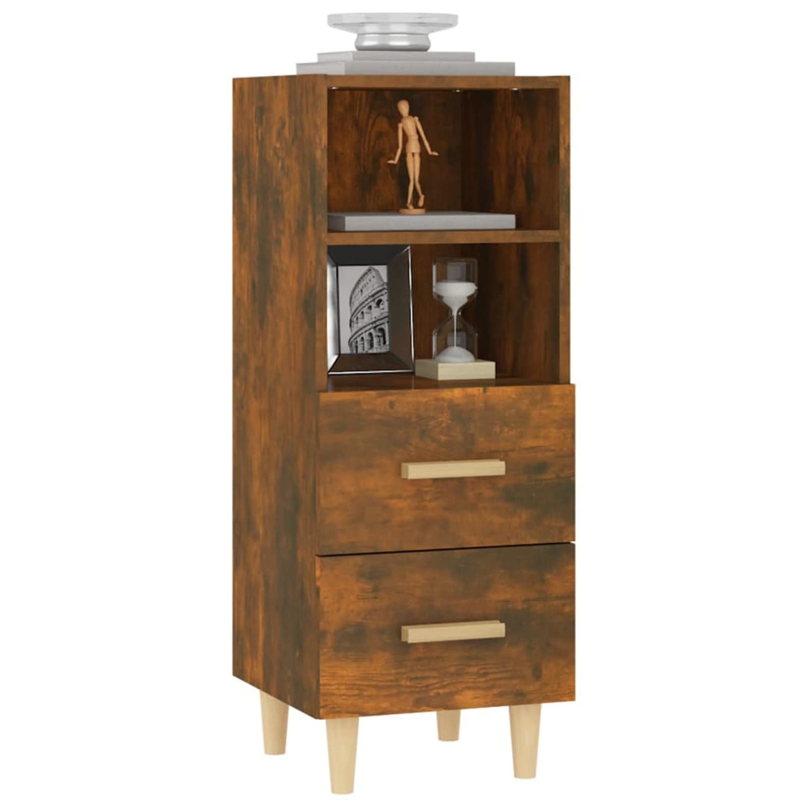 Tidyard Buffet en Bois Armoire de Rangement Organisateur de Maison 34,5x34x90 cm Bois d'ingénierie Chêne fumé