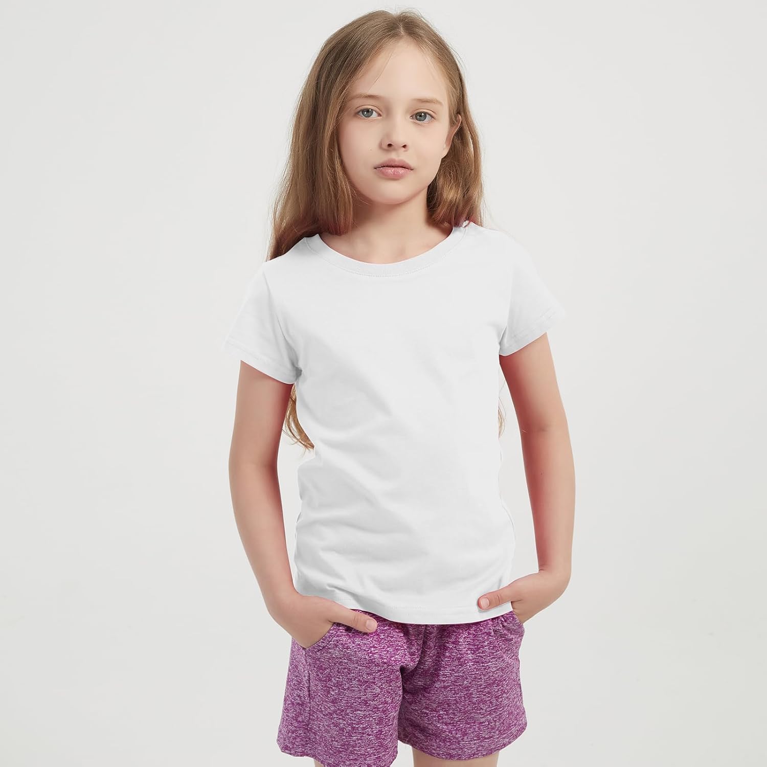 6 Pack Girls/Toddlers Cotton T-Shirts Crewneck Short Sleeve Summer Tops Kids Clothes Tees(2T-14Y) - Image 5