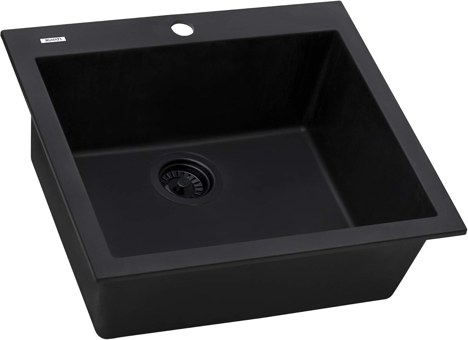 Ruvati 23 x 20 inch epiGranite Drop-in Topmount Granite Composite Quartz Single Bowl Wet Bar Prep Sink - Midnight Black - RVG1023BK