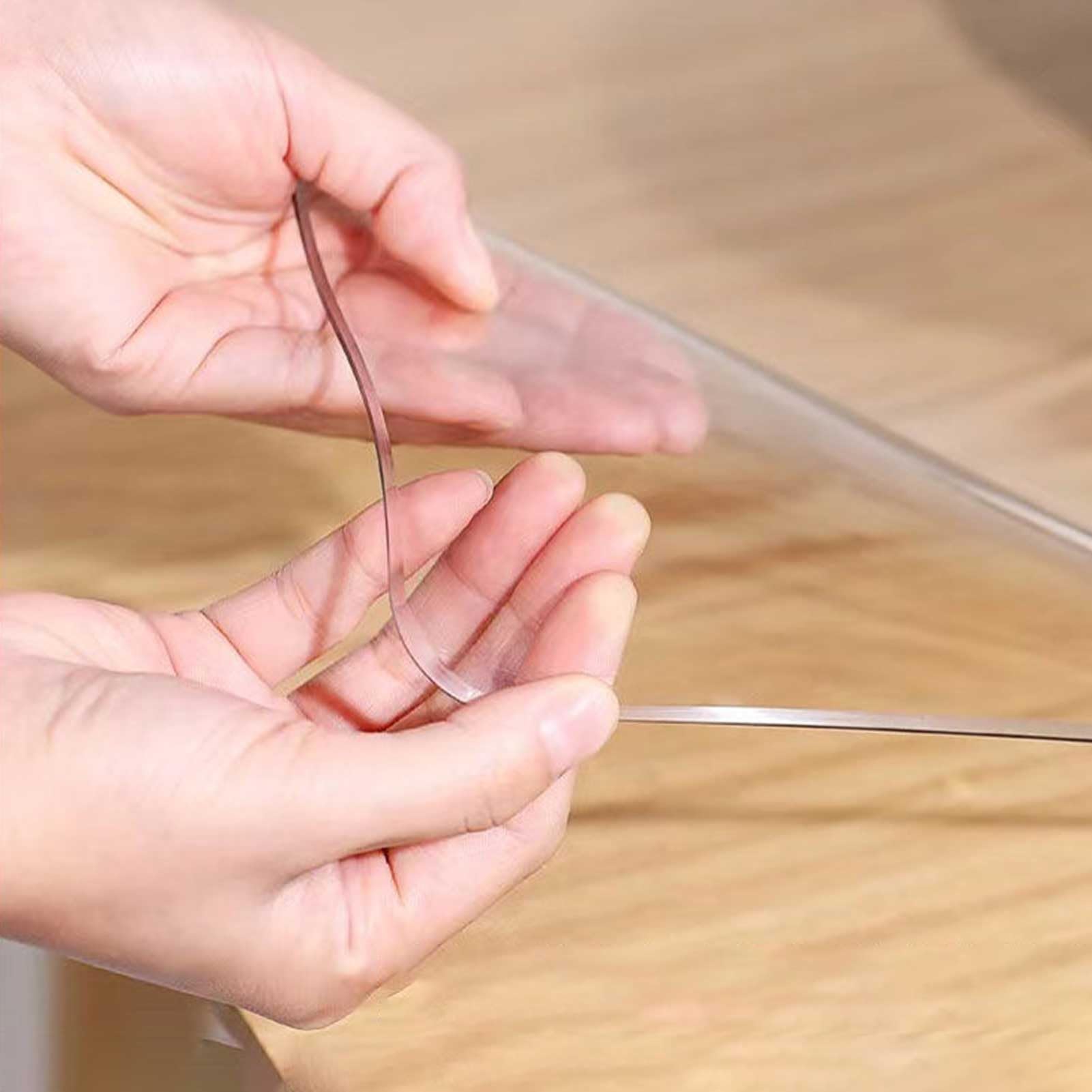 Drsyffsup sous-Main Transparent en PVC de 2 mm, Bord Arrondi, Durable, résistant à la Chaleur et imperméable, pour Table à Manger - Différentes Tailles ou sur Mesure(90x190cm)