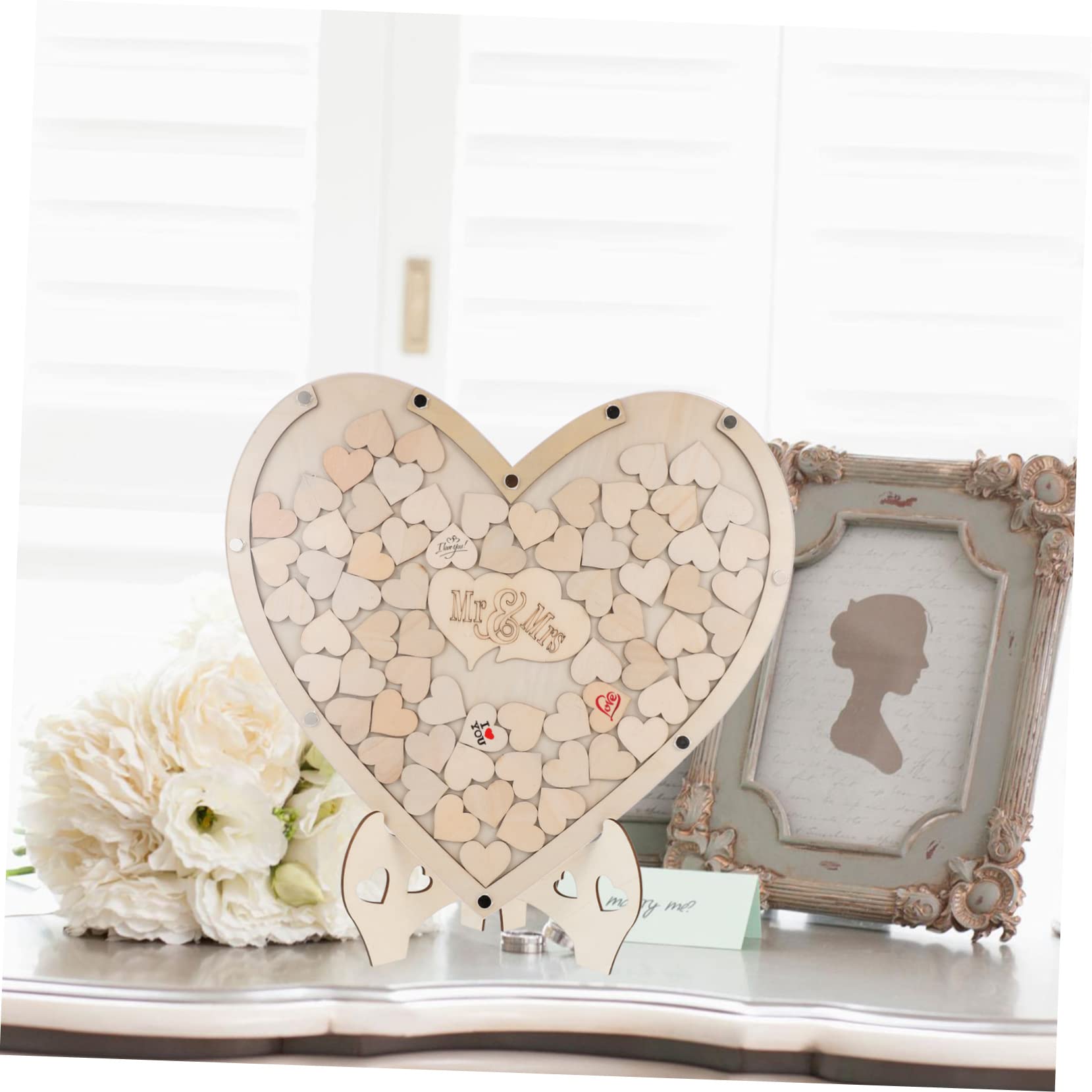 IMIKEYA 1 Ensemble Invités de Mariage DIY Forme de Cœur Alternative pour Signer Souhaits des Invités Décoration de Mariage pour Célébrations
