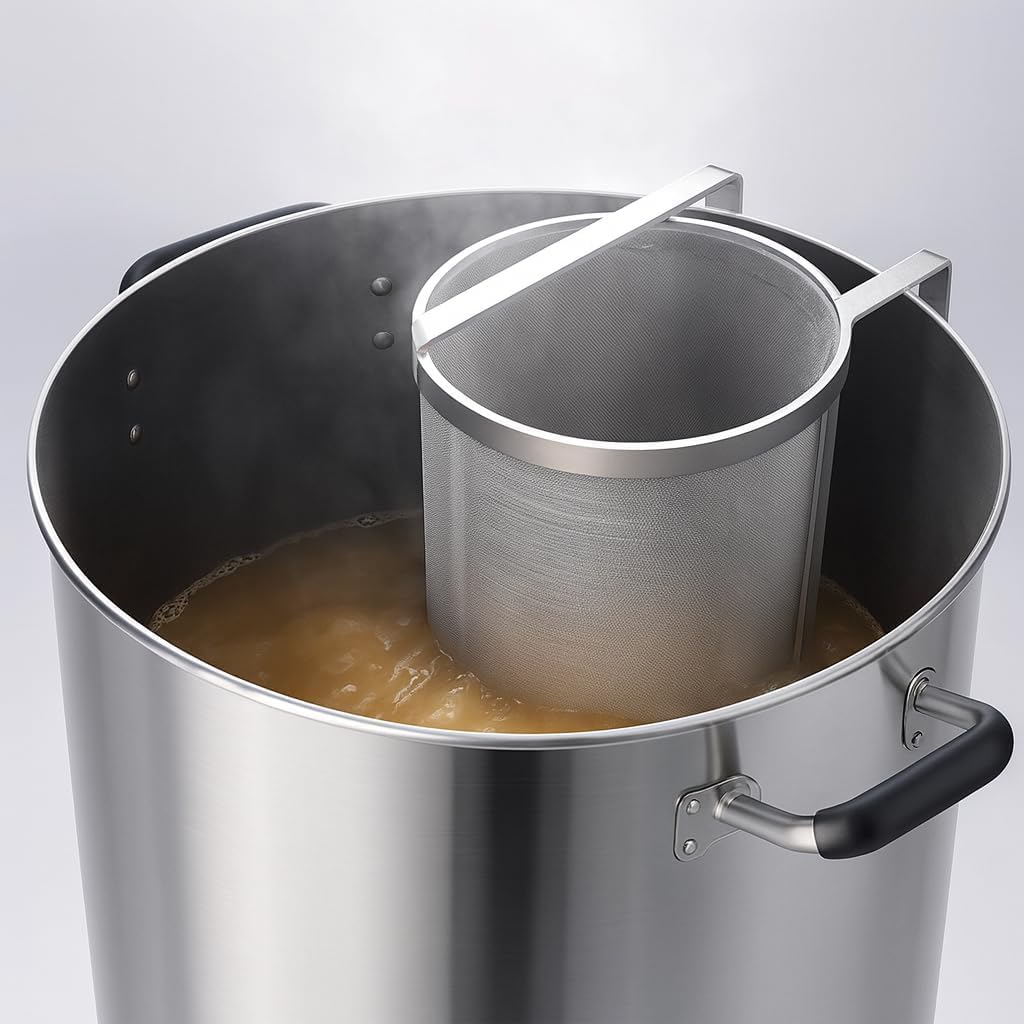 Gekufa 6×14 Inch Hop Spider 300-Micron Stainless Steel Hop Filter with Spoon – Homebrew Strainer for Beer Brewing, Tea, Coffee, Compost Tea