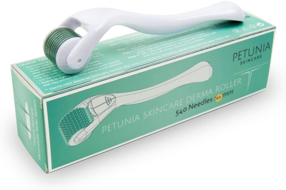 Derma Roller, 0.5 mm, 540 Needles High Quality Stainless Steel Micro Needle Roller for Face, Eyes, Body, Wrinkles, Fine Lines, Blackheads, Acne Scars, Enlarged Pores, Cellulite & Stretch Mark