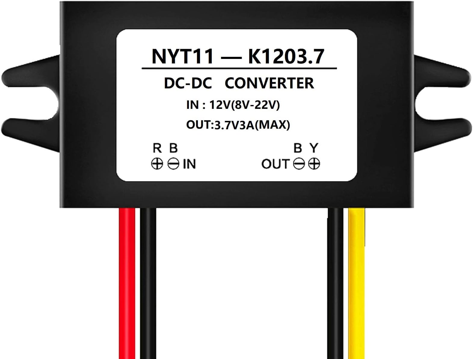 NOYITO DC to DC 12V-22V to 3.7V 2A 3A Max Power Converter - IP67 Waterproof with Overcurrent Protection (Black)