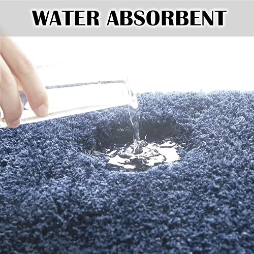 Miniatura 4 de Alfombra de contorno de baño antideslizante, absorbente de agua, suave microfibra lanuda lavable a máquina, alfombra de baño para baño, felpa gruesa