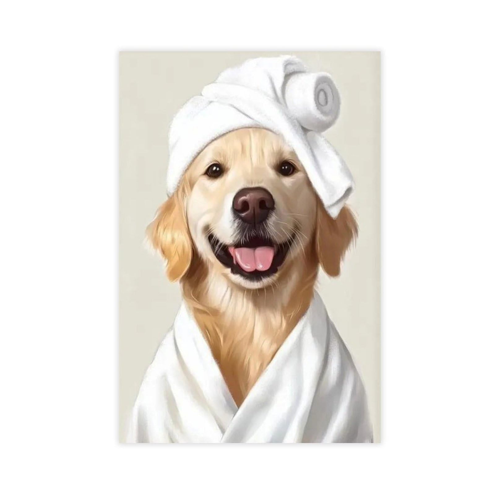 Wjwart Funny Dog With Towel Canvas Poster Wall Art Print Picture Paintings 12X18inch(30X45cm)