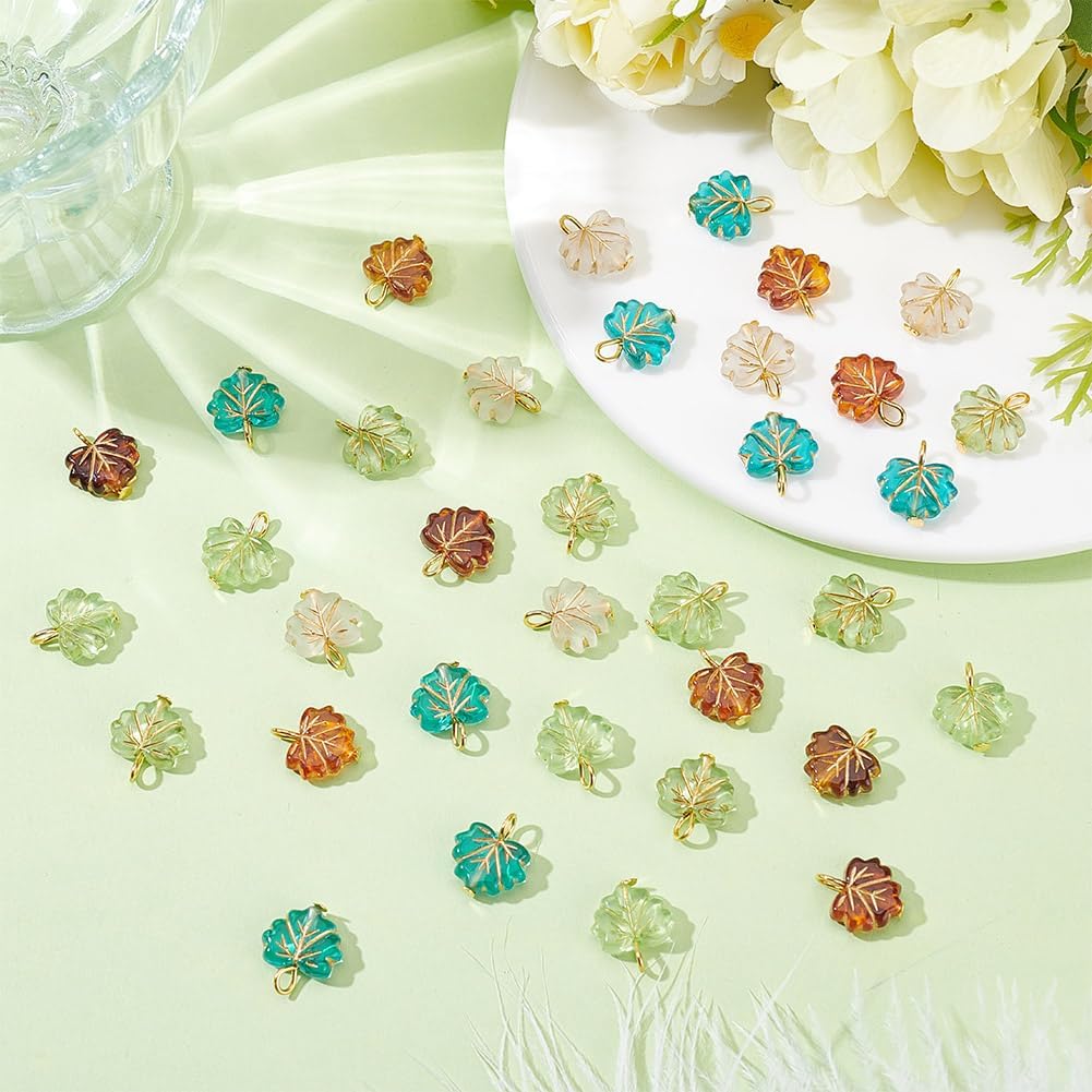 160Pcs 4Colors Fall Leaf Charms Acrylic Leaf Pendants Maple Leaves Pendants Charm Tiny Cute Acrylic Leaves Pendant for Spring Crafts Earring Bracelet Jewelry Making DIY - Image 4