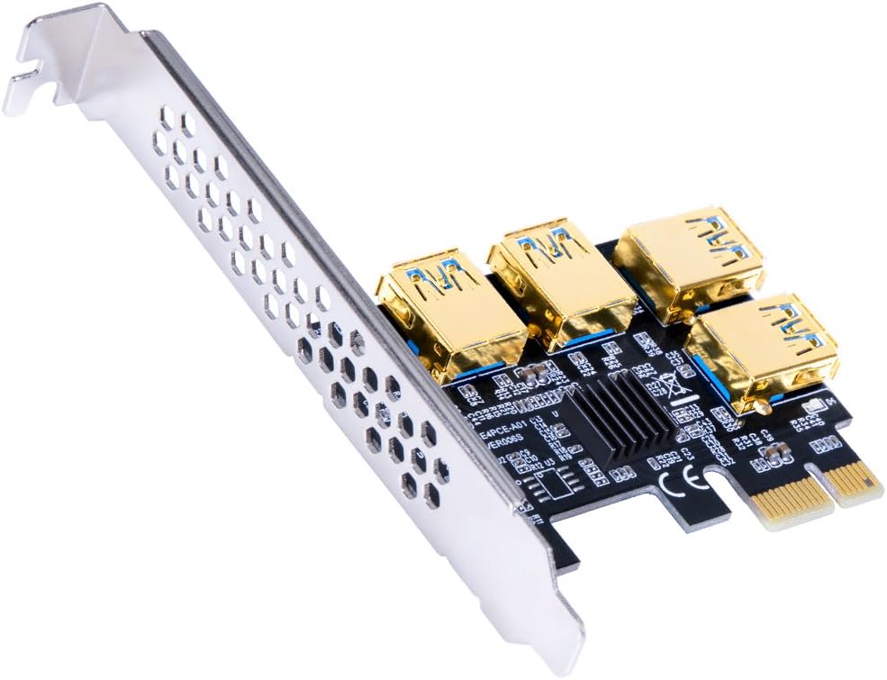 4 in 1 PCIe Riser Adapter Board PCI-E 1x to 4 USB 3.0 PCI-E GPU Riser Extender