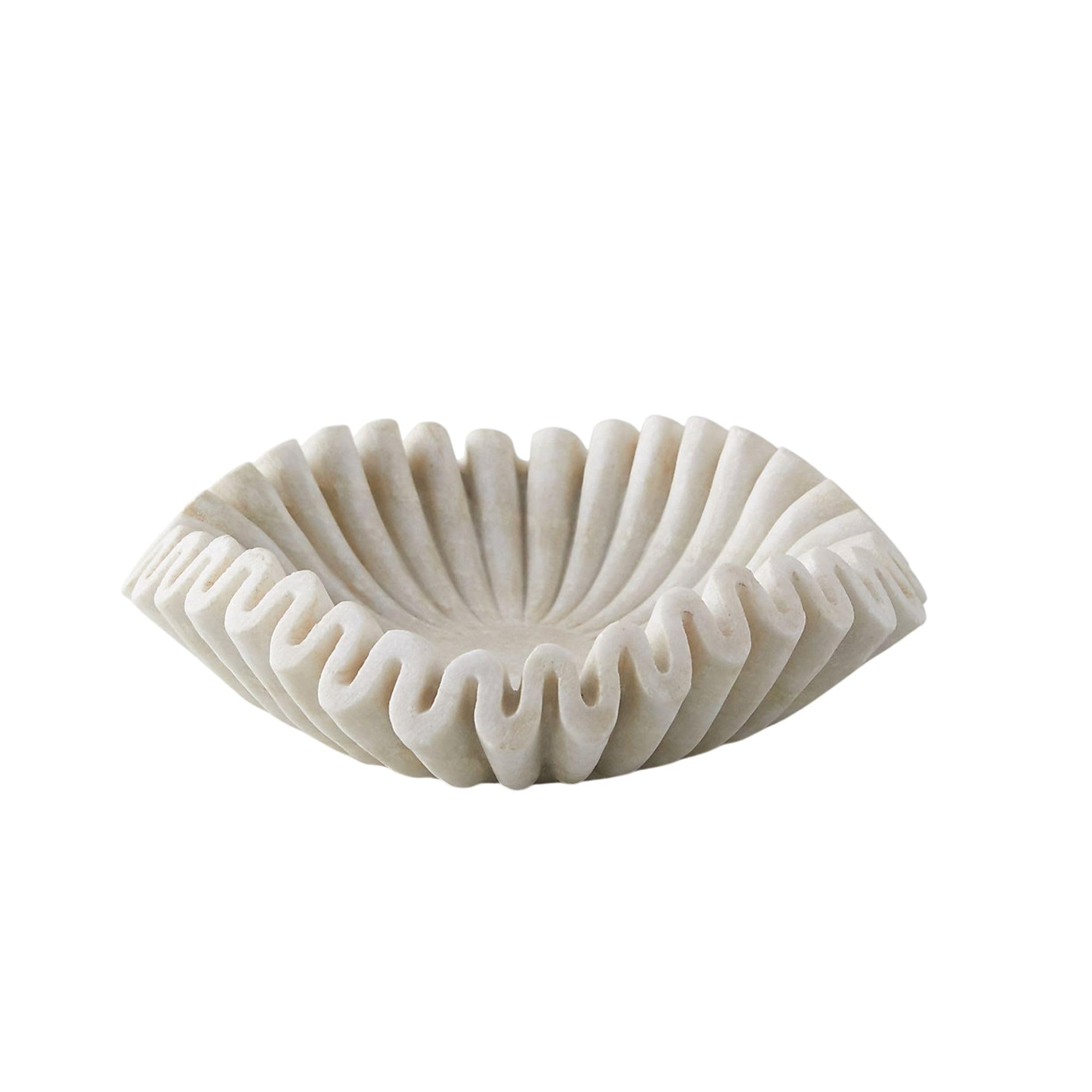 Marble Bowl Fruit Bowl, Stone Bowl Decorative Bowl Decorative Trays Marble Fruit Bowl Marble Ruffle Bowl Marble Floral Bowl Home Decor Gifts (7 inch)