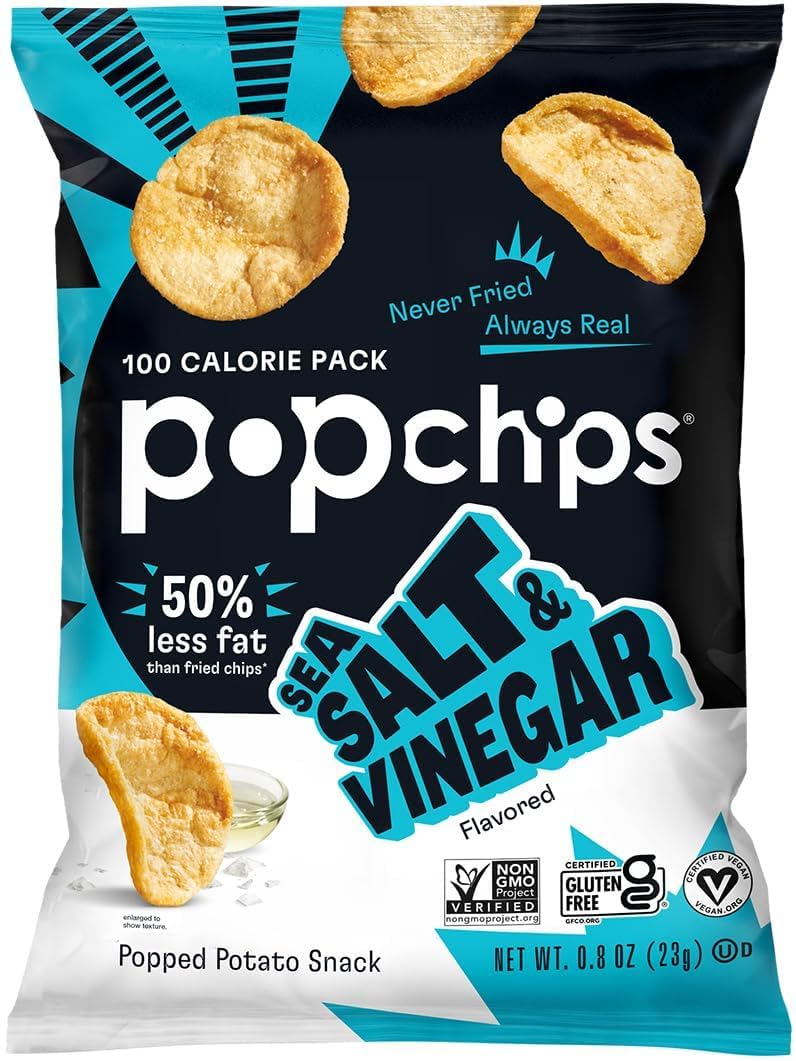 Popchips Potato Chips, Nacho, Sea Salt, BBQ, Salt & Vinegar, & Sour Cream & Onion, 0.8 Oz, 4 Each (Variety Pack)