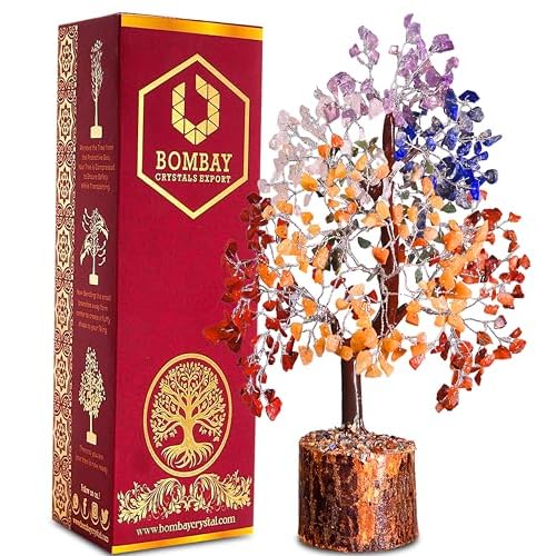 7 Chakra Crystal Tree of Life – Handmade Healing Gemstone Bonsai for Positive Energy, Prosperity & Home Décor – Good Luck Gift for Women, Mom, Office & Living Room Accent