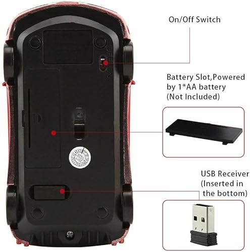 Miniatura 7 de Jinfili Dormir deporte coche en forma de ratón inalámbrico para computadora ratón ergonómico Gaming ratón óptico USB 2.4G mini receptor accesorios