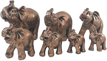 SUME Seven Lucky Elephant Decorative Figurine BRONZE