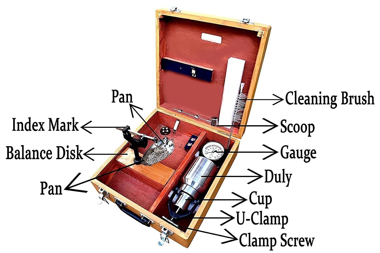 M. J. Enterprises Rapid Moisture Meter – Complete Apparatus – Packed in Wooden case for Ease in Storage and Transportation – Includes 2 Calcium Carbide Boxes (Analog)