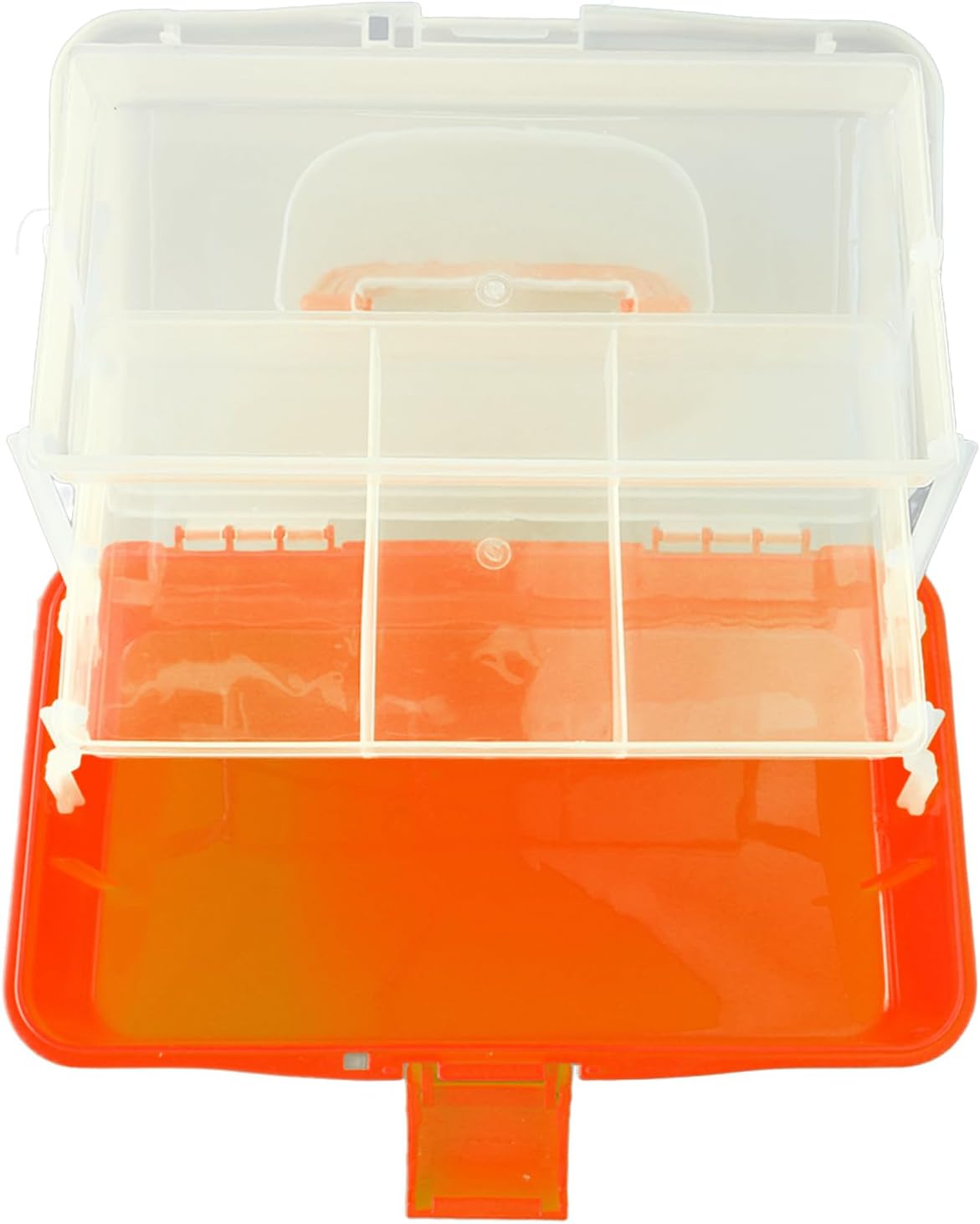 3 Layer Folding Storage Box, Portable Multipurpose Handled Tool Box Sundries Organizer Organizer Folding Tool Box for Arts, Crafts, Cosmetic, Sewing, Toy(Orange)