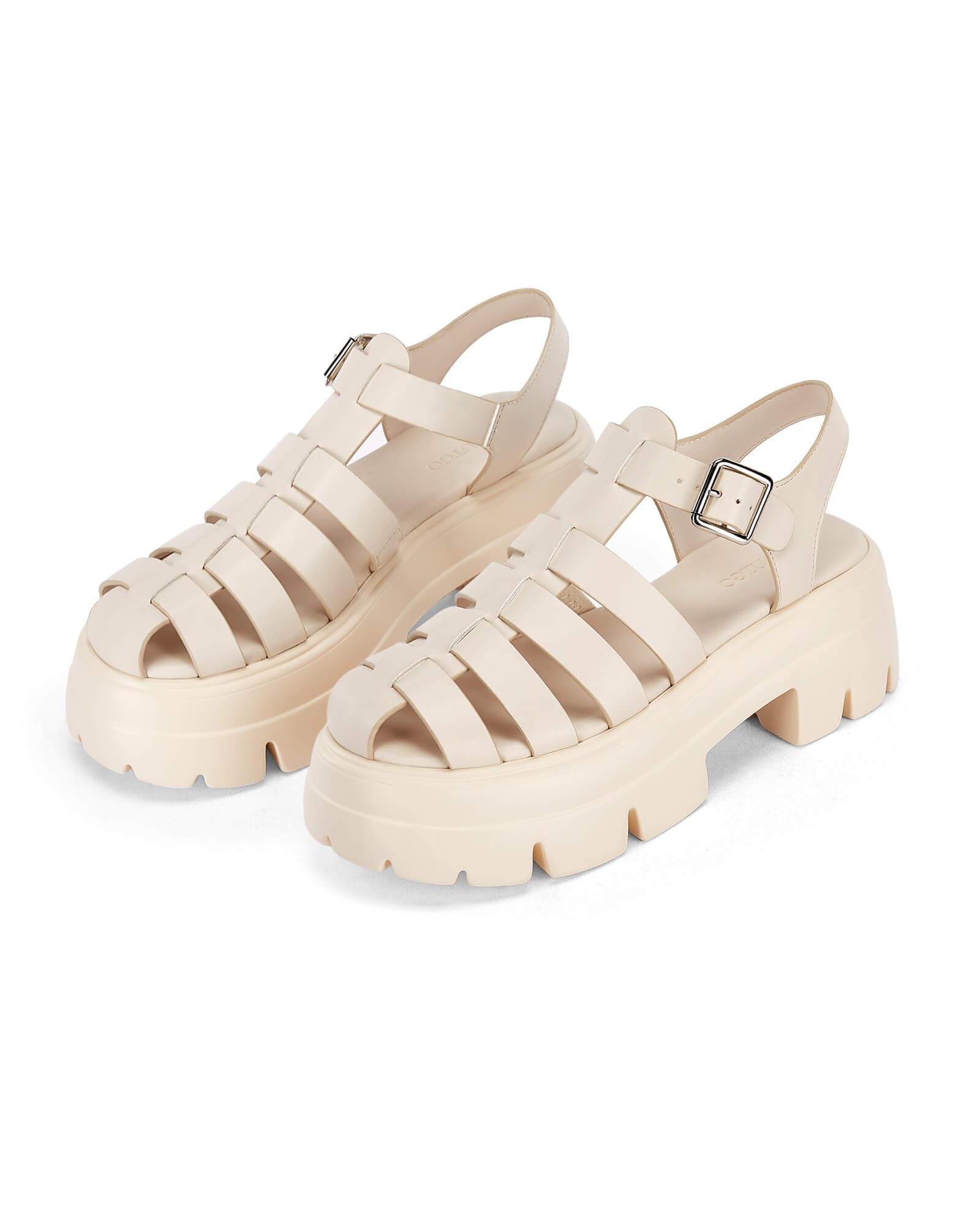 Coutgo Womens Platform Chunky Heels Sandals Gladiator Ankle Strap Heels Lug Sole Summer Fisherman Y2K Shoes