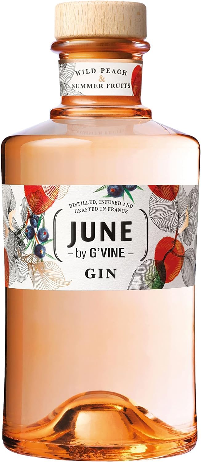 G'Vine | June Pfirsich Gin | 700ml | 37.5% Vol | Fruchtige Noten des Pfirsichs | Frischer Geschmack von Sommerfrüchten.