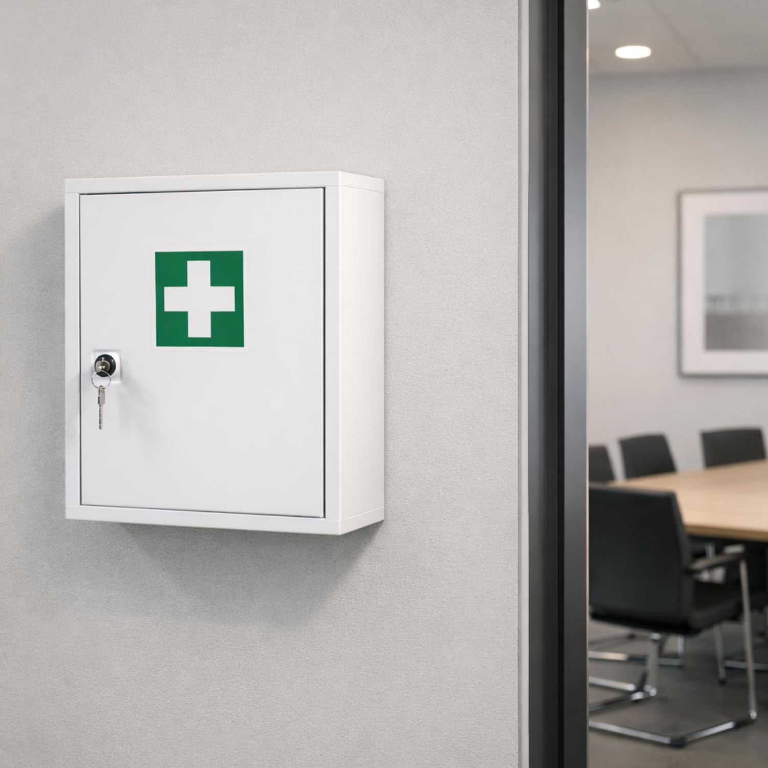 Verbandschrank A DIN 13157:2021 85-teilig Metall Weiß 37x30x14 cm wandmontierbar