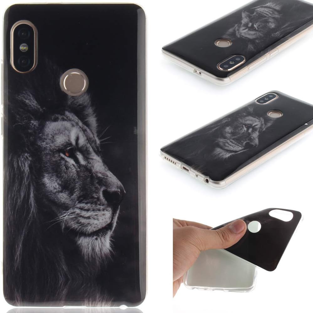 Ooboom Xiaomi Redmi Note 5 Pro/Mi A2 Case TPU Silicone Soft Gel Skin Back Cover Bumper Ultra Thin Slim for Xiaomi Redmi Note 5 Pro/Mi A2 - Lion Black