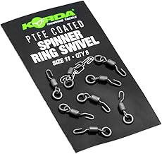 Korda PTFE Spinner Ring Swivels Size 11 | Pack of 8 | Perfect for Carp Fishing | Easy Hook Attachment | Low Friction, High Performance Swivels